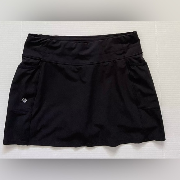 Athleta Dresses & Skirts - Athleta Black Tennis•Golf•Workout Skirt Skort Back Zip Pocket Side Pockets S